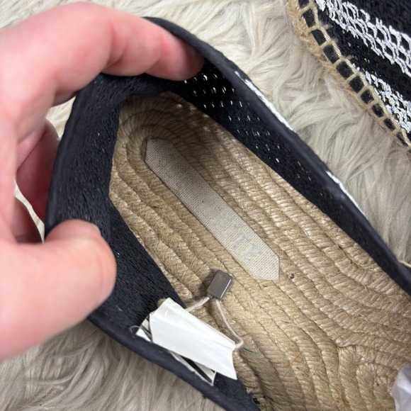 Off-White Men's 12.5 Black White Striped Open Knit Espadrille Resort Beachy Boho - Picture 3 of 9